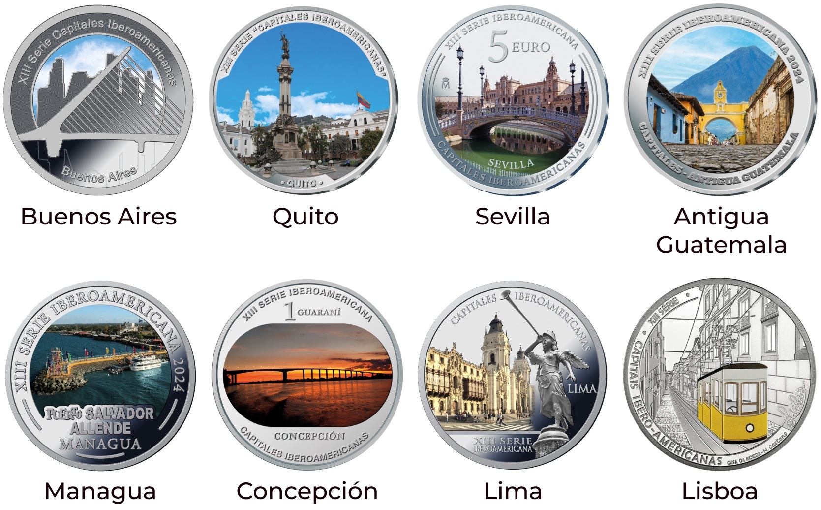 (LOT.134.coin.set.2024.32947020) Proof silver coin set Iberian-American Capital Cities 2024 (blog illustration) (zoom)